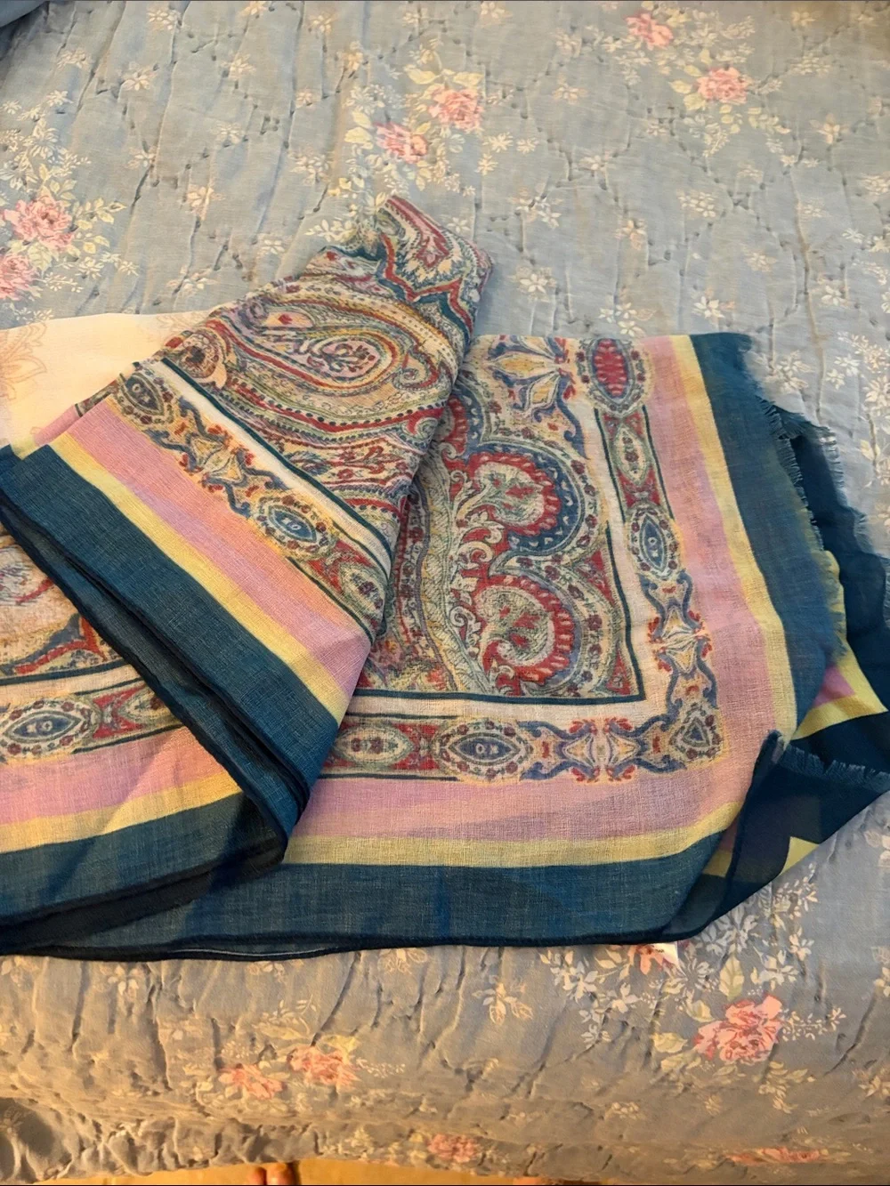 Chico's Multicolor Paisley & Stripe Lightweight Scarf